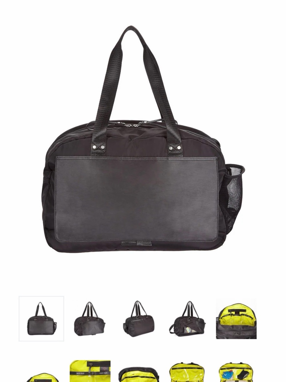 Preta Lobue Nylon Gym Overnight Travel Duffle Bag Black - Picture 2 of 11